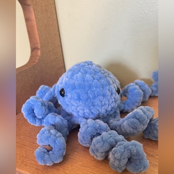 Chenille Crochet Cuddly Octopus in Blue - Picture 1 of 2